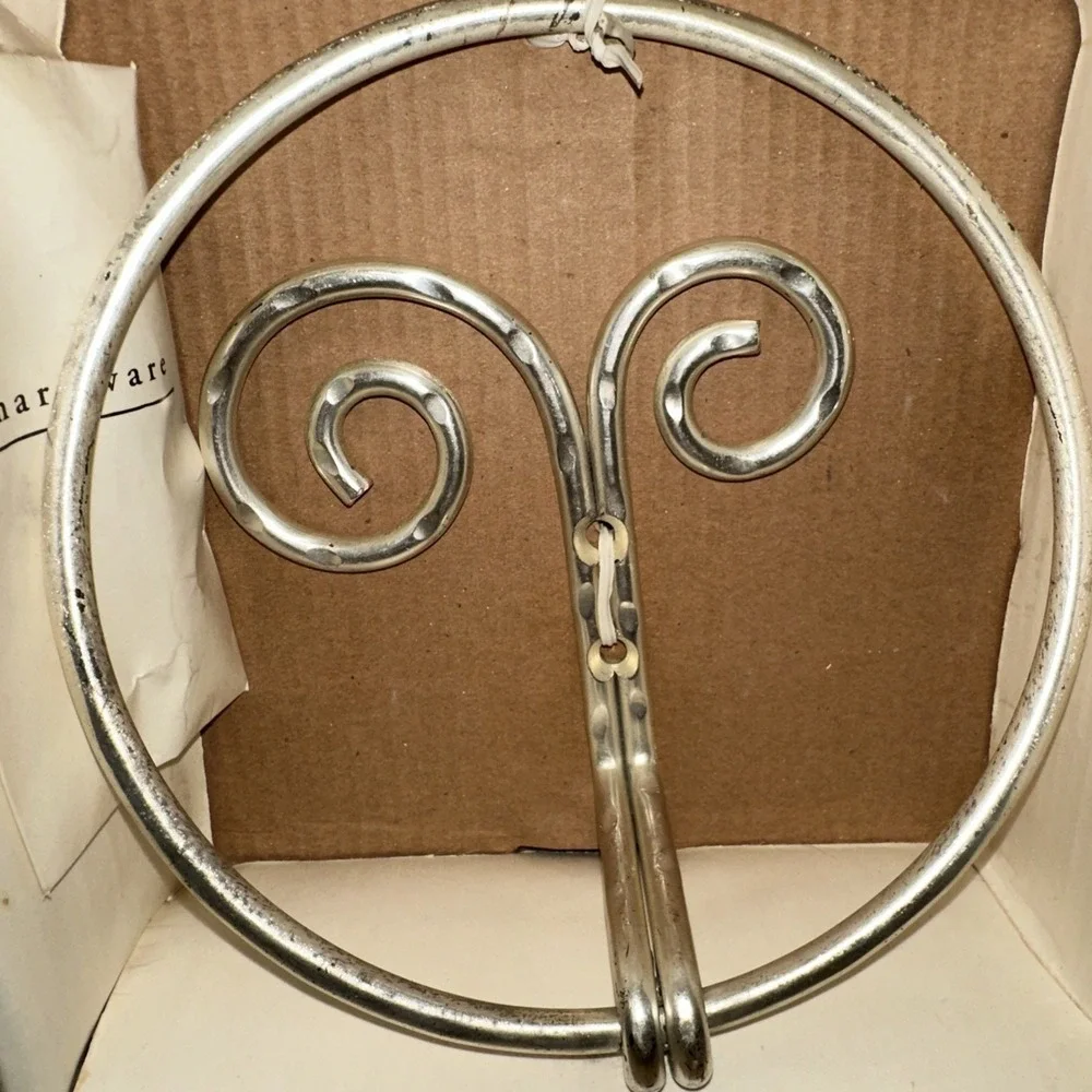 Mirabel Hand Towel Ring Silver Tone Metal Round Bathroom Decor Modernist